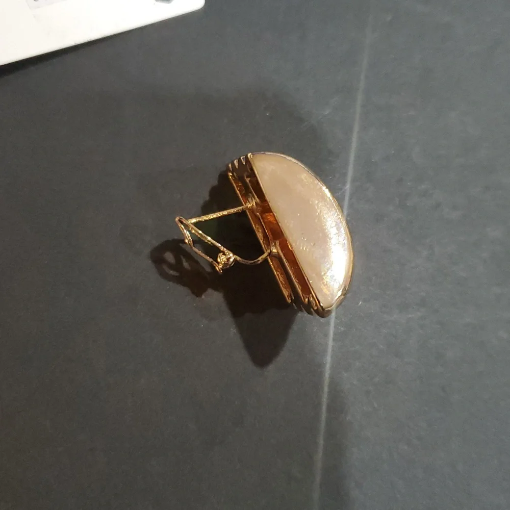 Aldo geometric stone shape ribbed gold plated latchback Earrings‎ new